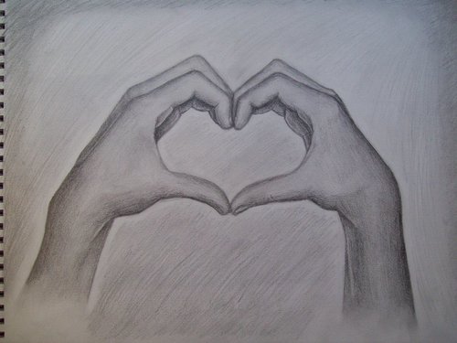 500x375 I Drew This A Lil While Ago On We Heart It - Heart With Hands Drawing