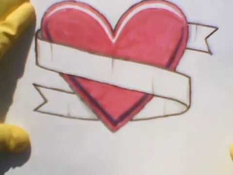 480x360 How To Draw A Heart And Banner Ribbon Doodle Sketch Como Dibujar - Heart With Ribbon Drawing