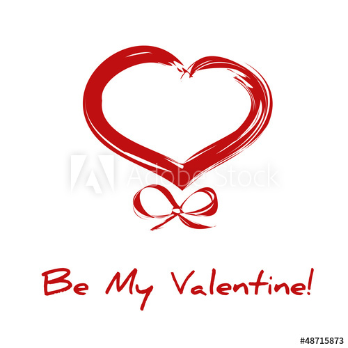 500x500 drawing red valentine heart with ribbon - Heart With Ribbon Drawing