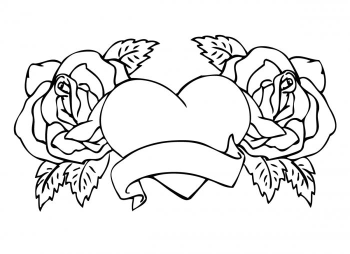 700x508 Heart And Roses Drawing At Getdrawings Com Free For Personal Use - Heart With Roses Drawing
