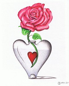 241x300 Heart Rose Drawings Fine Art America - Heart With Roses Drawing