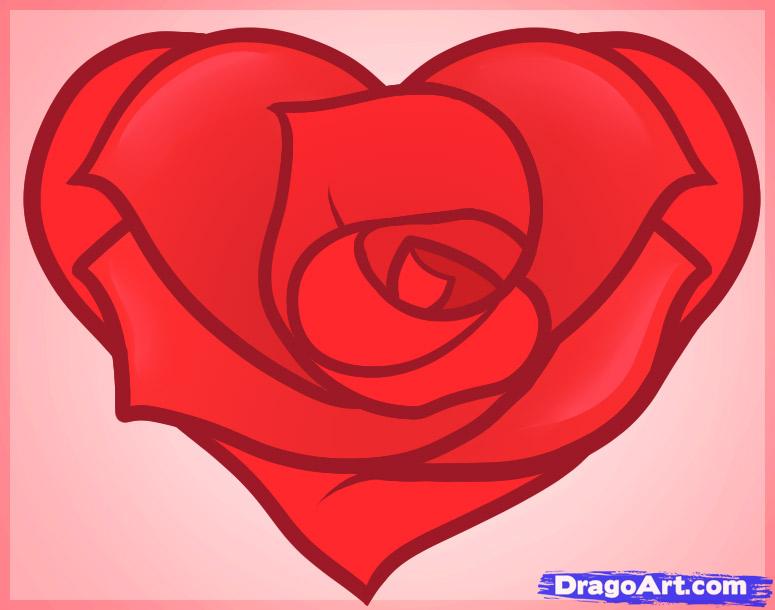 775x610 How To Draw A Heart Rose, Rose Heart, Step - Heart With Roses Drawing