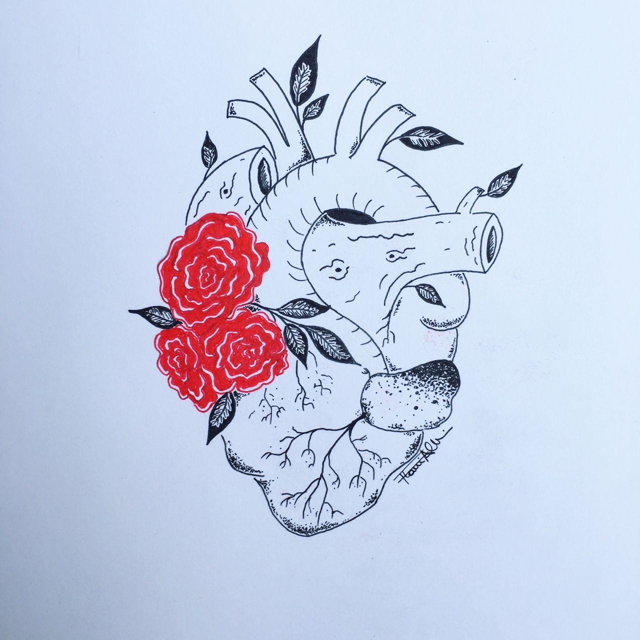 Heart With Roses Drawing at Explore collection of