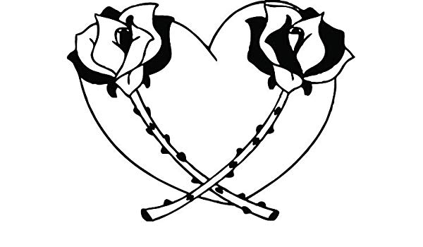 600x350 Heart Rose Thorns Decal Vinyl Wall Sticker - Heart With Thorns Drawing