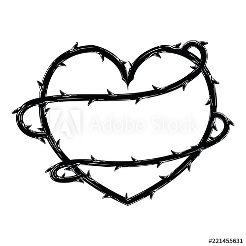 500x500 Heart Shape Of Thorns Vector - Heart With Thorns Drawing