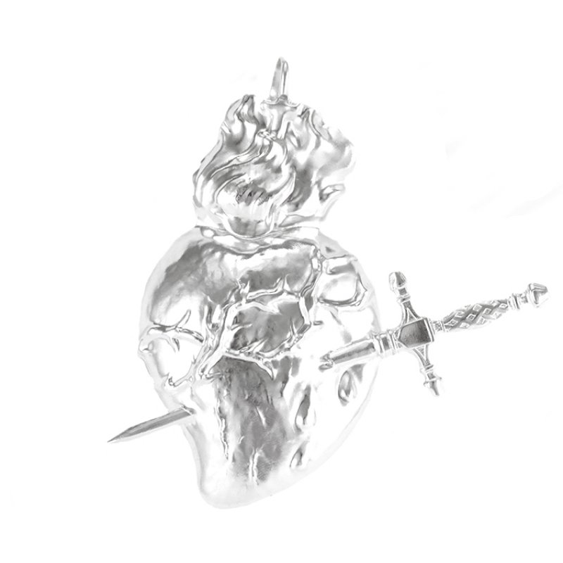 800x800 Metal Heart Crown Of Thorns And Sword Cm - Heart With Thorns Drawing