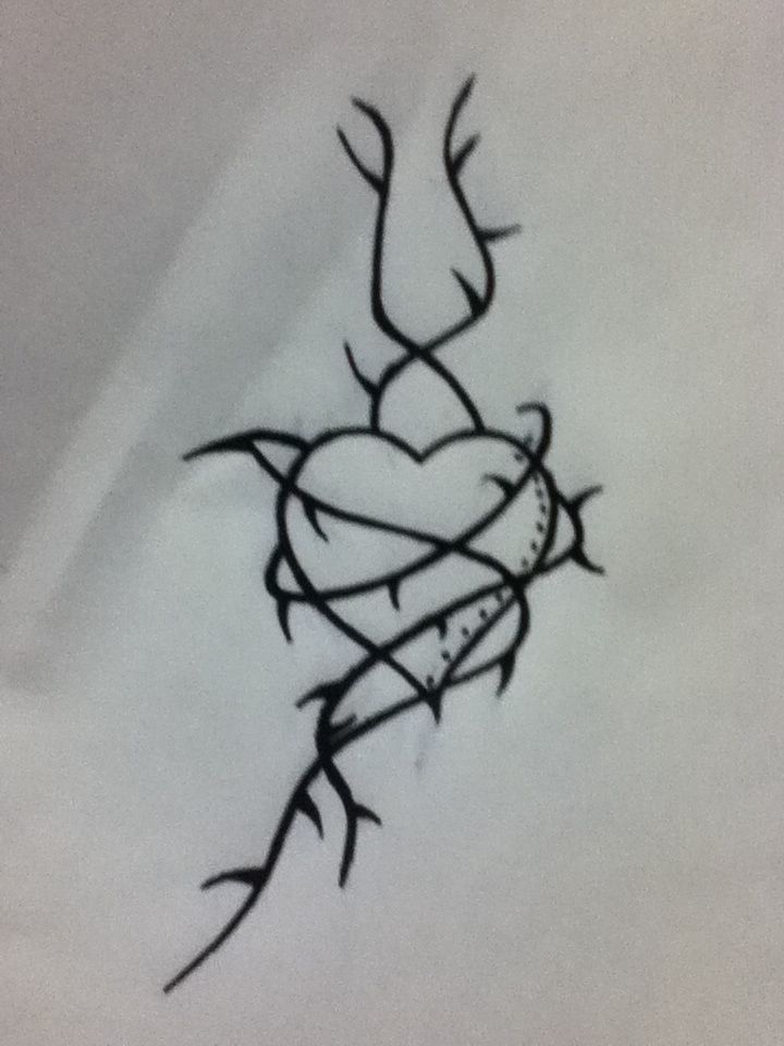 720x960 Tats Baby Thorn Tattoo, Vine Tattoos - Heart With Thorns Drawing