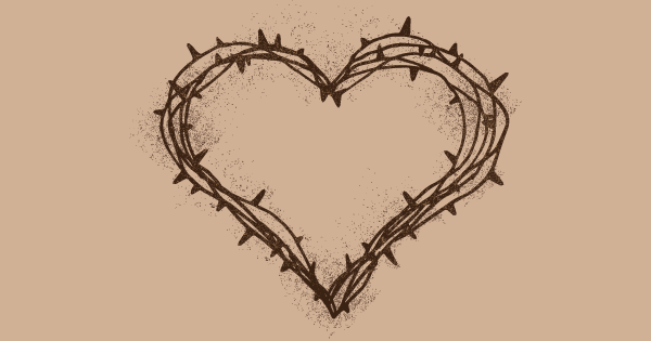 600x315 Voices Return Again To The Well Of God's Love - Heart With Thorns Drawing