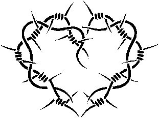 311x232 Barbed Heart Vinyl Wall Art, Wire Love Cross, Jesus - Heart With Thorns Drawing