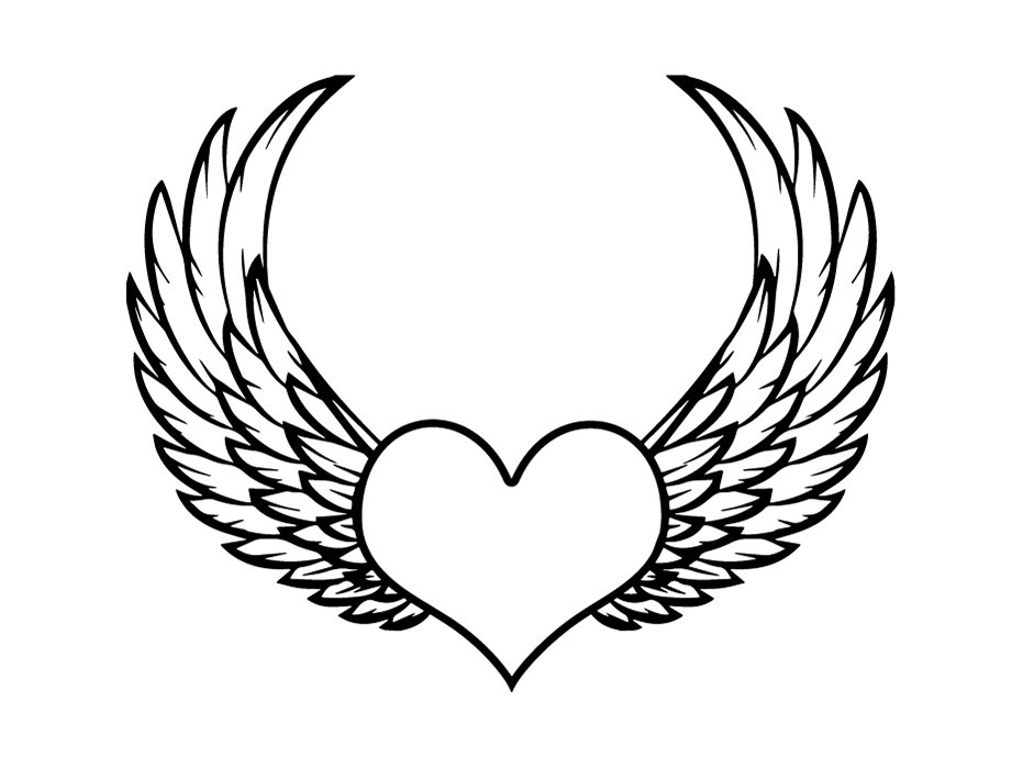 Heart With Angel Wings Coloring Pages Sketch Coloring Page