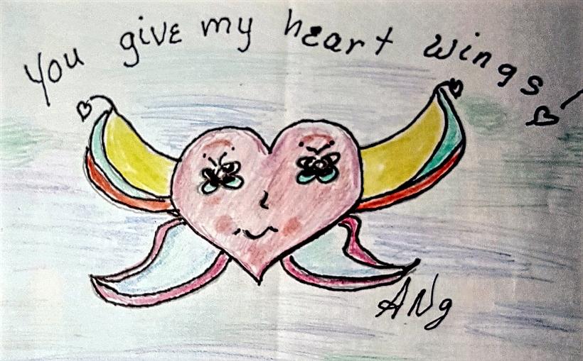820x509 Heart With Wings Drawing - Heart With Wings Drawing
