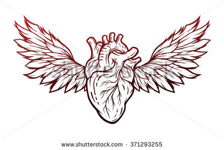 450x301 Heart With Wings Group With Items - Heart With Wings Drawing