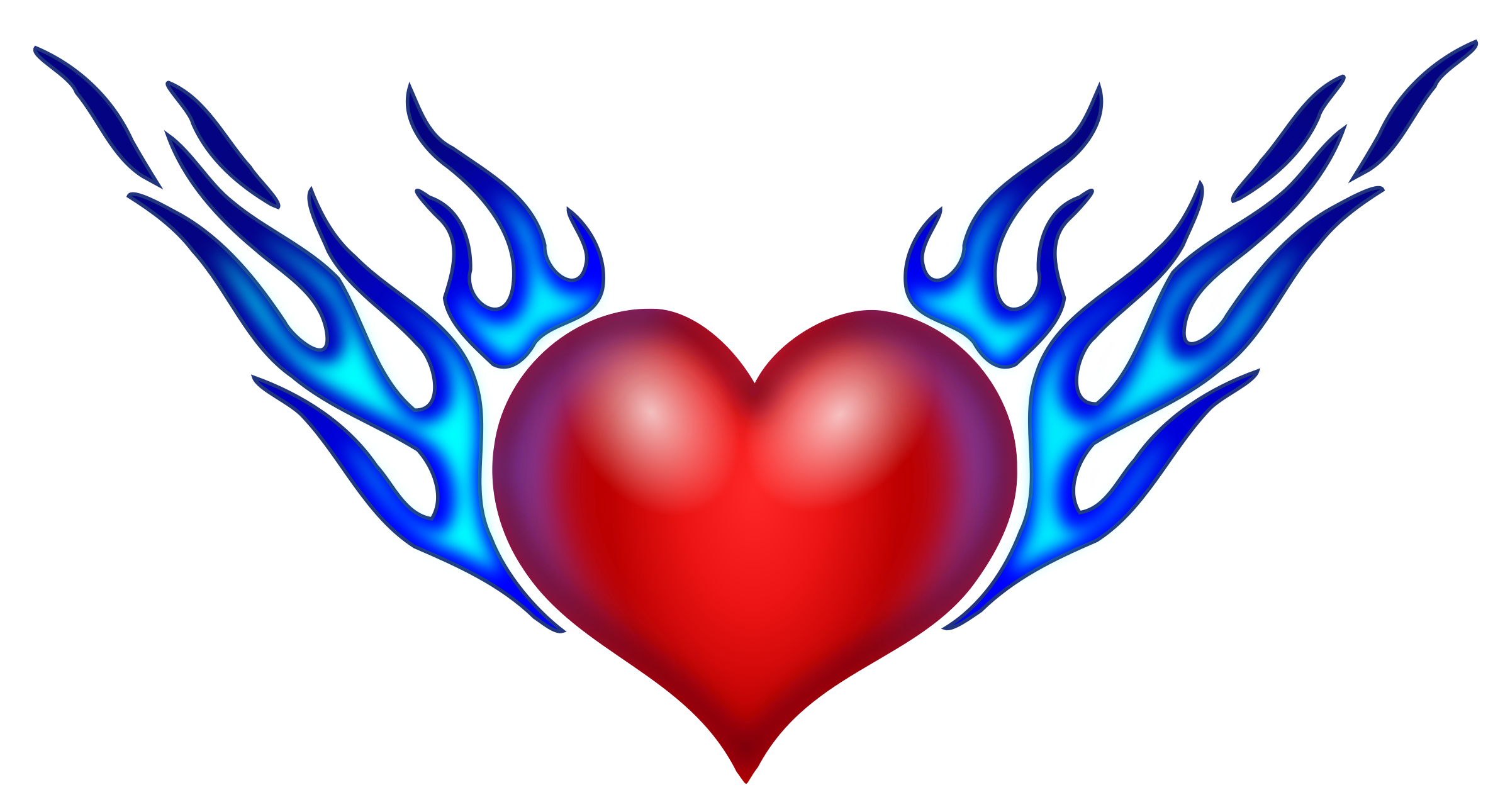 2400x1291 Heart And Wings Clipart Stock - Heart With Wings Drawing