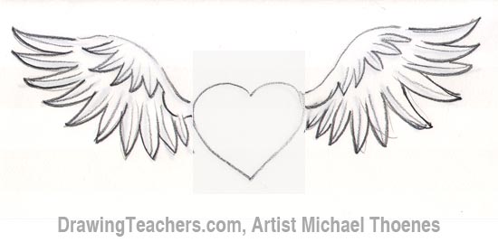 550x268 How To Draw A Heart With Wings - Heart With Wings Drawing