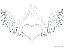 220x165 heart with flames and wings draw hearts heart wings flames drawing - Heart With Wings Drawing