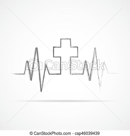 450x470 heartbeat icon with christian cross vector illustration heart - Heartbeat Drawing