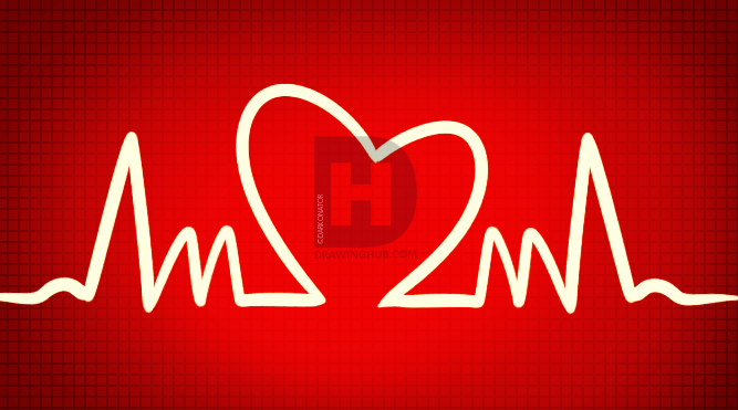 667x371 how to draw a heartbeat, step - Heartbeat Drawing