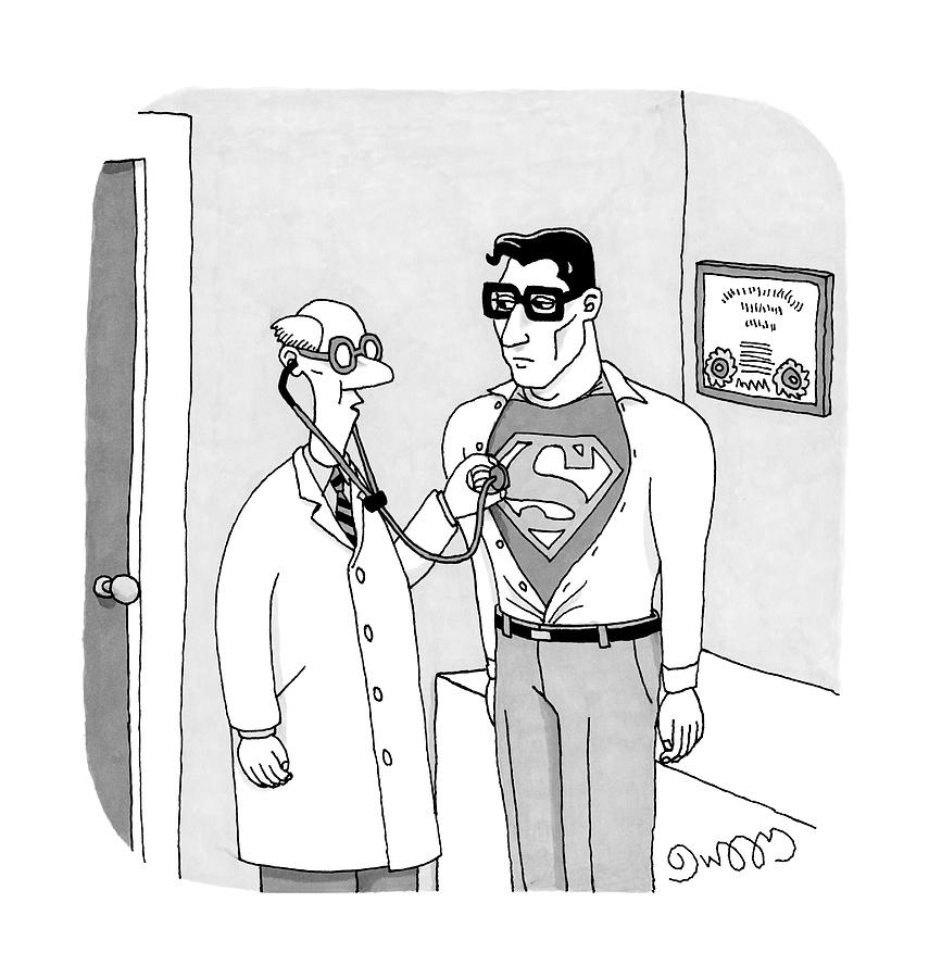 855x900 a doctor listens to clark kent's heartbeat - Heartbeat Drawing