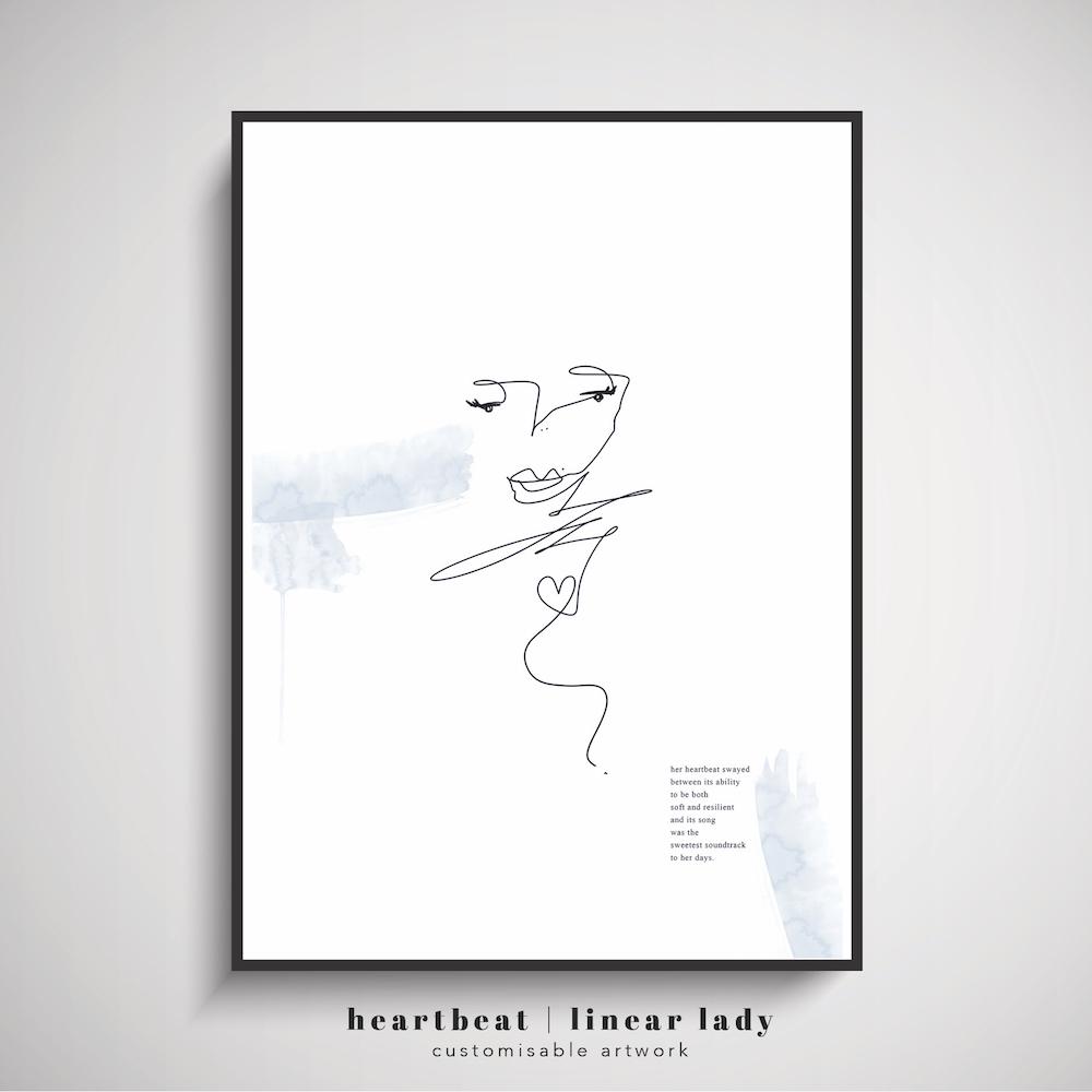 1000x1000 Heartbeat Linear Lady - Heartbeat Line Drawing