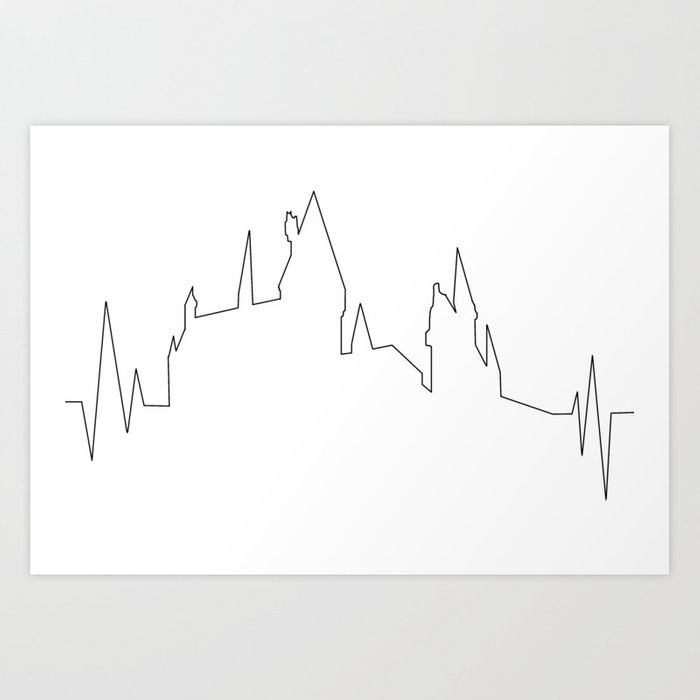 700x700 Hogwarts Heartbeat Art Print - Heartbeat Line Drawing