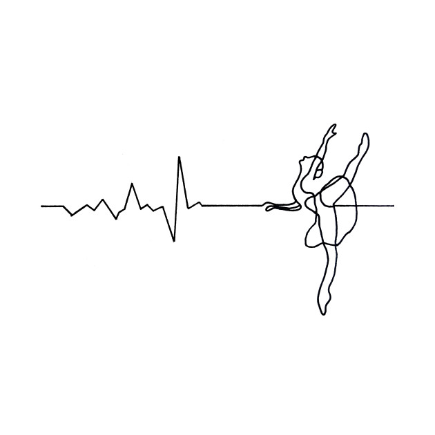 630x630 Ballerina Ballet Dancer With Heartbeat Line - Heartbeat Line Drawing