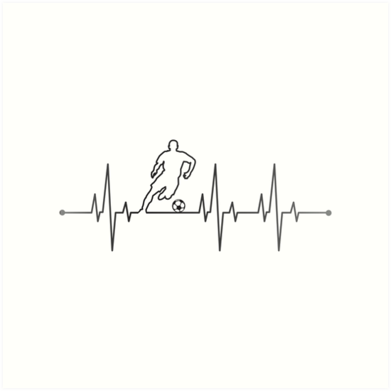550x550 Soccer Player Heartbeat Art Prints - Heartbeat Line Drawing