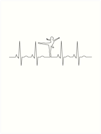 413x549 Ballet Dancer Ekg Ecg Heartbeat Ballerina Dancer Dancing Tee Art - Heartbeat Line Drawing