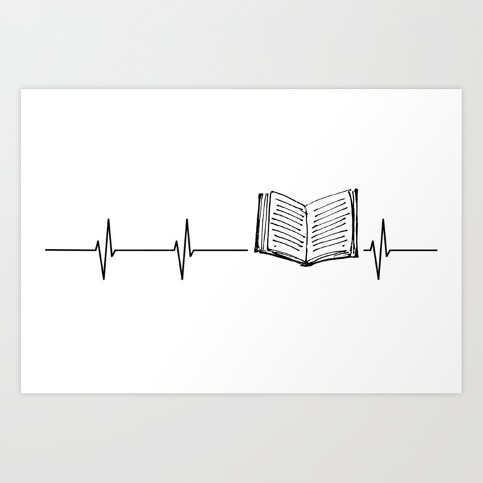 700x700 Book Heartbeat Art Print - Heartbeat Line Drawing