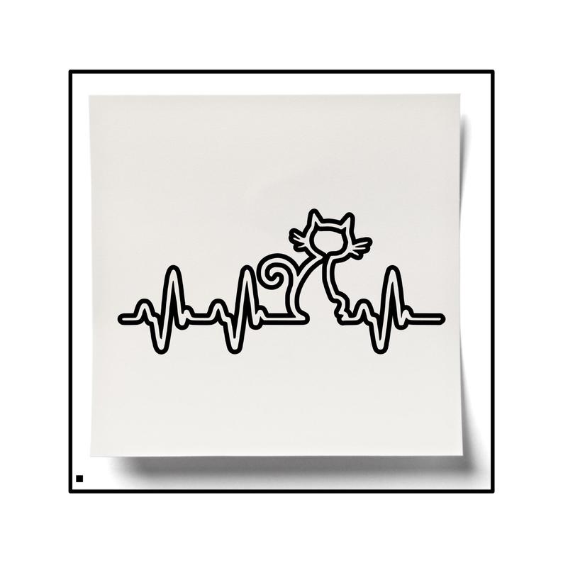 794x794 Cat Decal Cat Sticker Cat Heartbeat Line Cat Lover Gift Etsy - Heartbeat Line Drawing