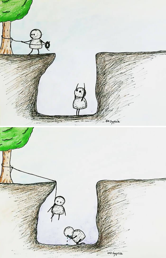 700x1091 these dark comic strips capture death, heartbreak sadness that - Heartbreak Drawings