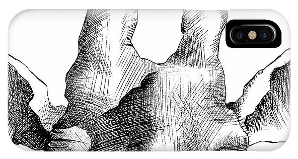 592x316 Giraffe Pen And Ink Drawing Iphone X Case For Sale - Heather Drawing