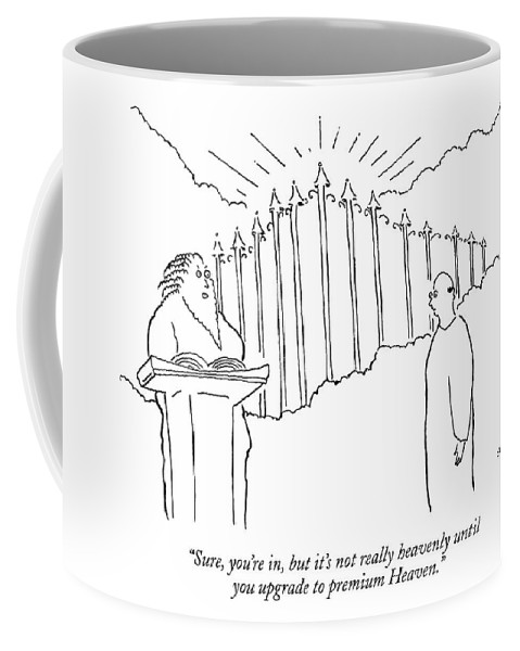 479x600 a man stands outside of heaven's gates st peter coffee mug - Heaven Gates Drawing
