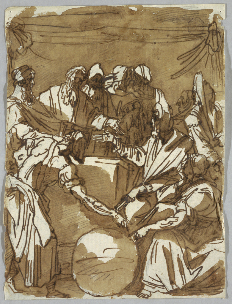780x1024 drawing, magi conversing about heavenly bodies, after perino del - Heavenly Drawings