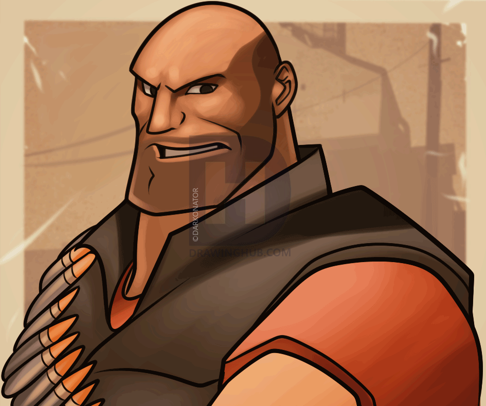 945x790 how to draw the heavy from team fortress, the heavy, step - Heavy Drawing