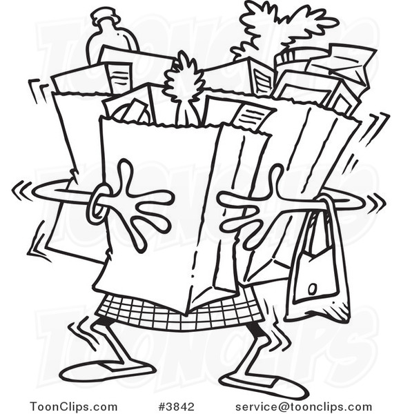 581x600 cartoon black and white line drawing of a lady carrying heavy - Heavy Drawing