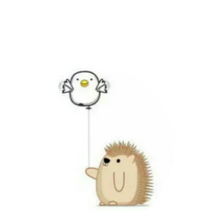 408x436 Hedgehog Cartoon Drawing W Balloon On We Heart It - Hedgehog Cartoon Drawing