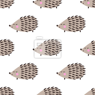 400x400 Hedgehog Seamless Pattern Cute Cartoon Animal Background Child - Hedgehog Cartoon Drawing