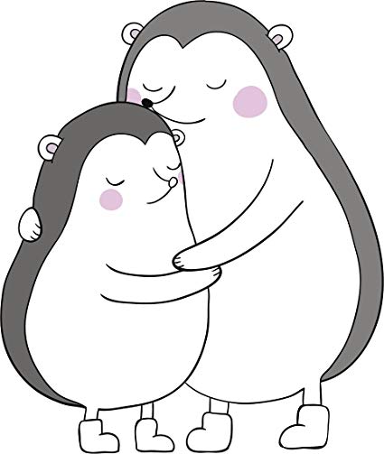 425x503 Cute Simple Parent Mom And Baby Hedgehog Cartoon Gray - Hedgehog Cartoon Drawing