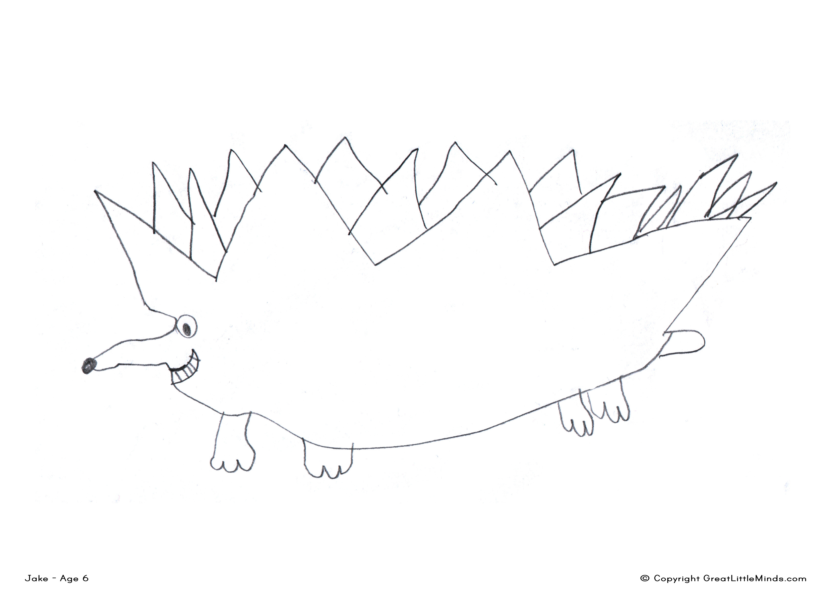 3425x2480 Cartoon Hedgehog Picture To Colour - Hedgehog Cartoon Drawing