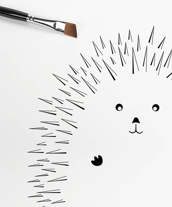 570x685 Happy Place - Hedgehog Line Drawing