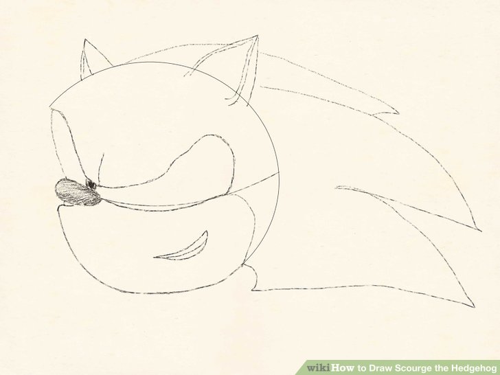 728x546 How To Draw Scourge The Hedgehog - Hedgehog Line Drawing