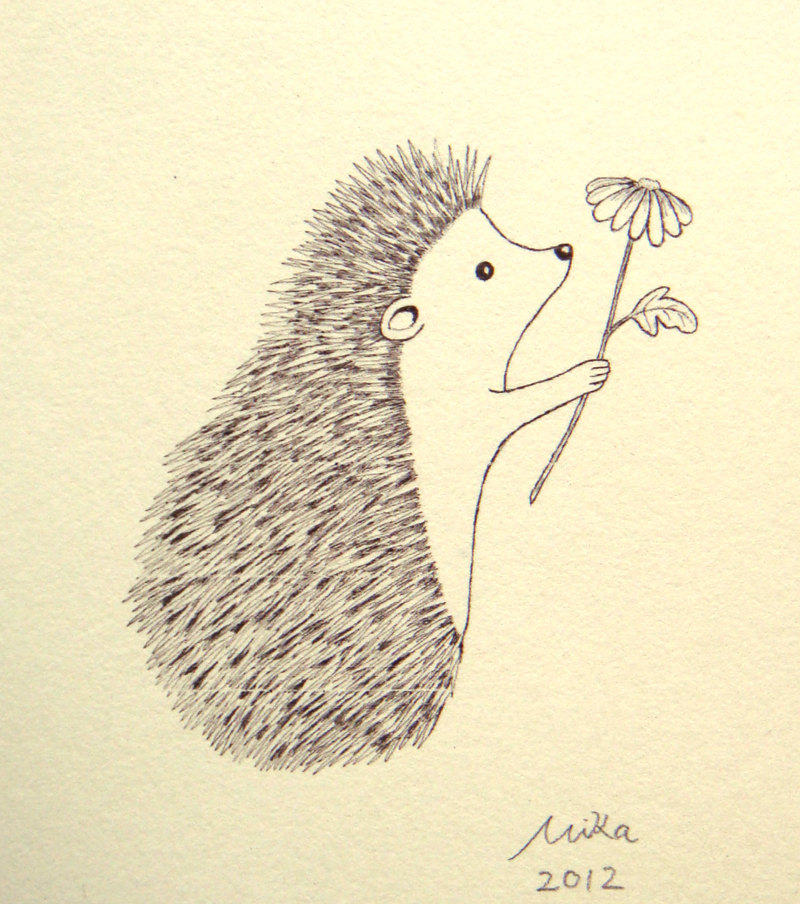 800x904 Cute Hedgehog Love Illustration Print Ink Drawing Print Idealpin - Hedgehog Line Drawing