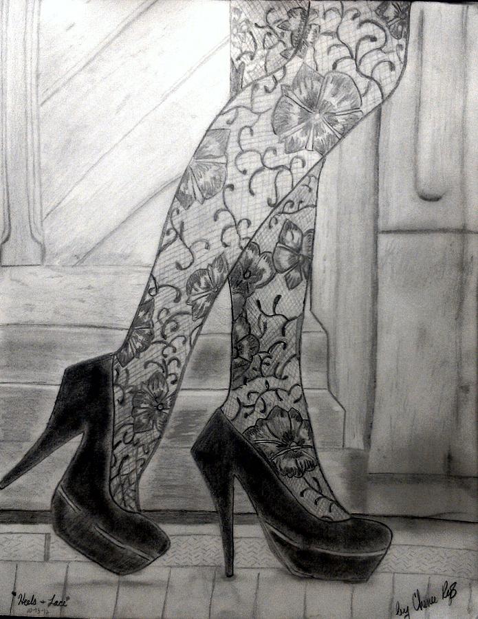 695x900 heels and lace drawing - Heels Drawing