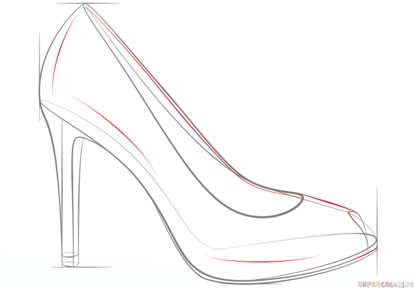 828x575 how to draw a high heel shoe step - Heels Drawing