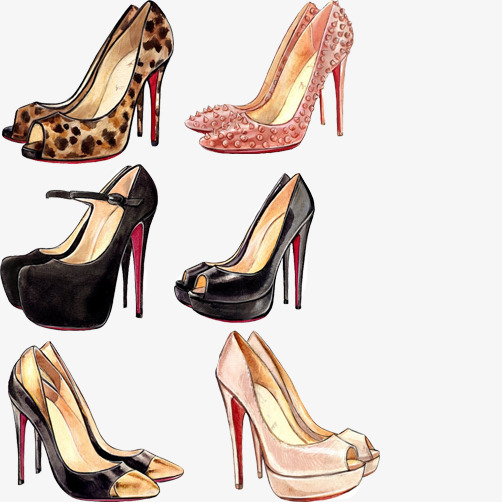 502x502 various styles of hand drawing heels, shoe, high heeled shoes - Heels Drawing
