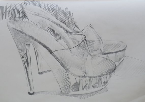 570x400 drawing shoes sketch high heel shoe drawing black and white etsy - Heels Drawing