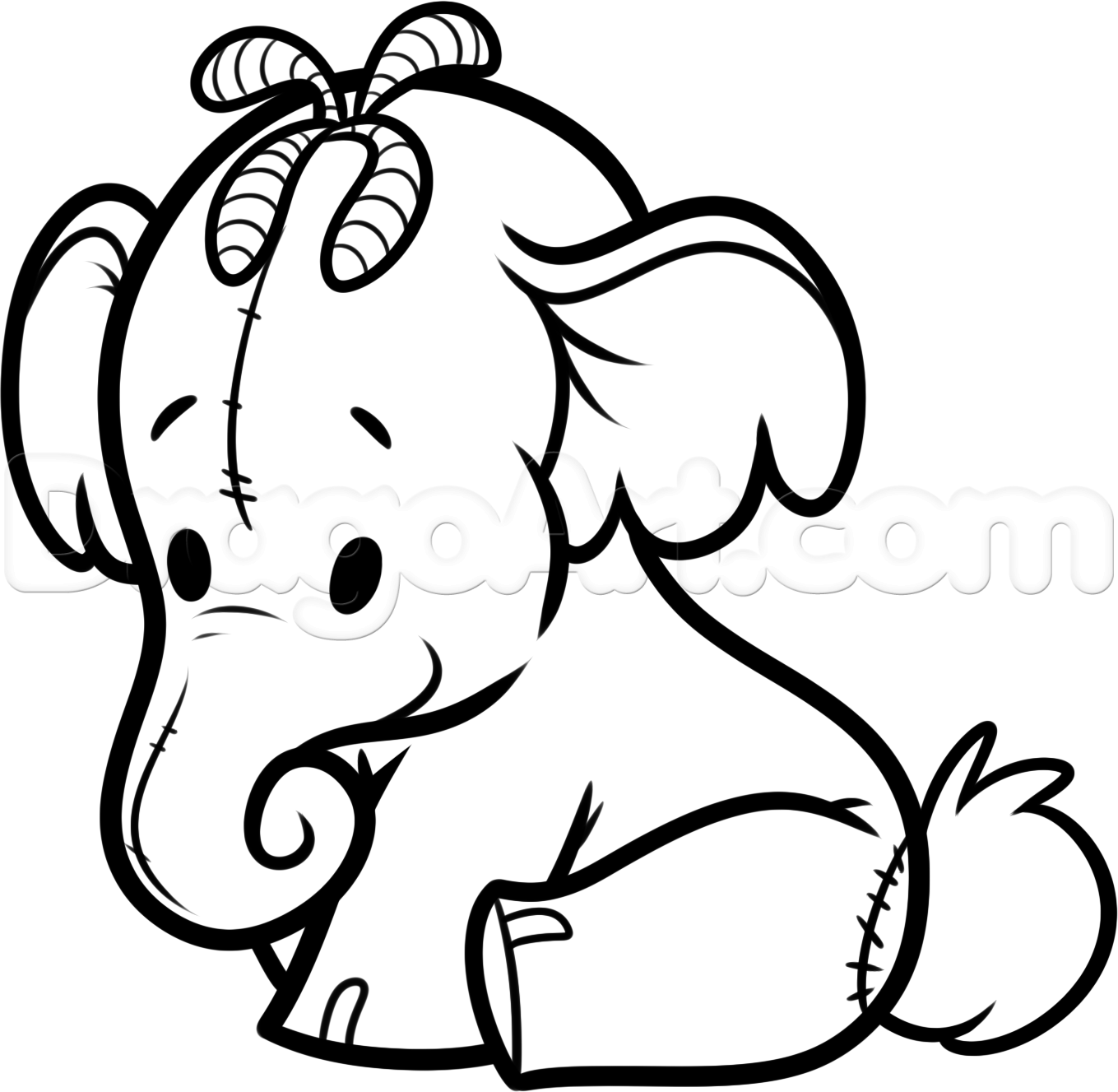 1359x1327 how to draw chibi lumpy, heffalump step ann's coloring pages - Heffalump Drawing