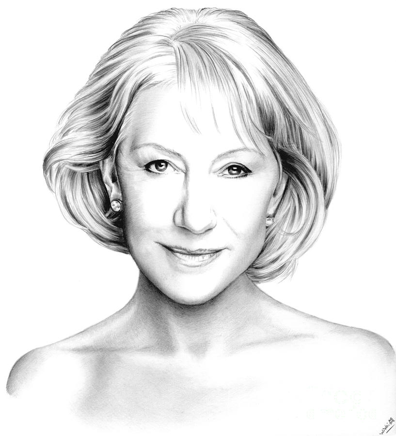 817x900 Helen Mirren Portrait Drawing - Helen Drawing