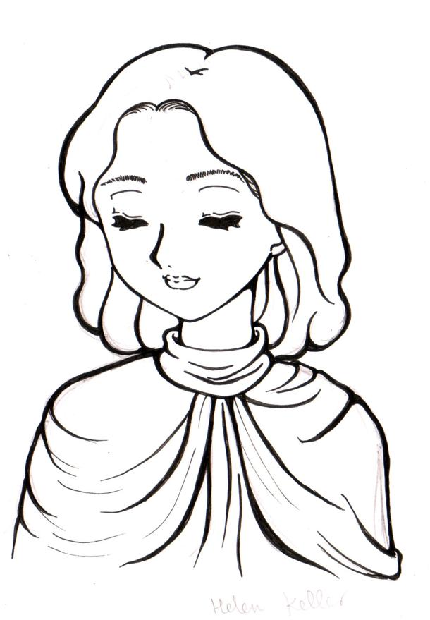 610x879 Indhira Gandhi Helen Keller Anne Frank Maria Montessori Hatsepsut - Helen Keller Drawing