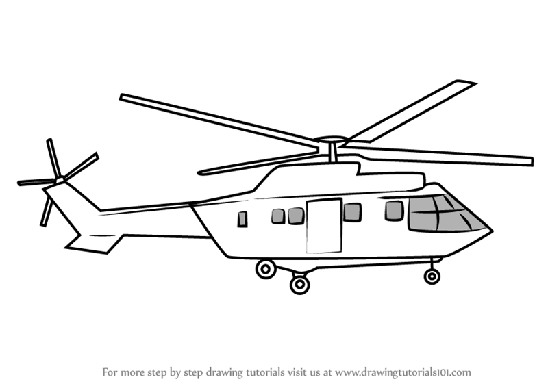 800x567 Learn How To Draw Military Helicopter Easy - Helicopter Drawing